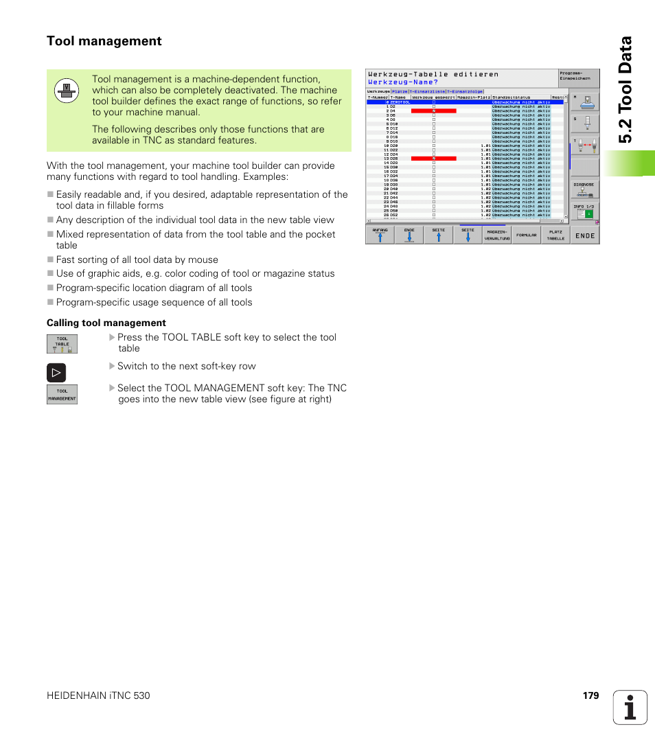 Tool management, 2 t ool d a ta | HEIDENHAIN iTNC 530 (340 49x-05) User Manual | Page 179 / 669