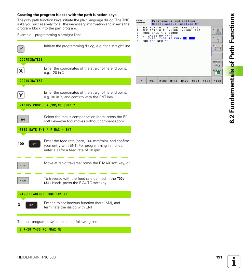 2 f undamentals of p a th f unctions | HEIDENHAIN iTNC 530 (340 49x-05) User Manual | Page 191 / 669