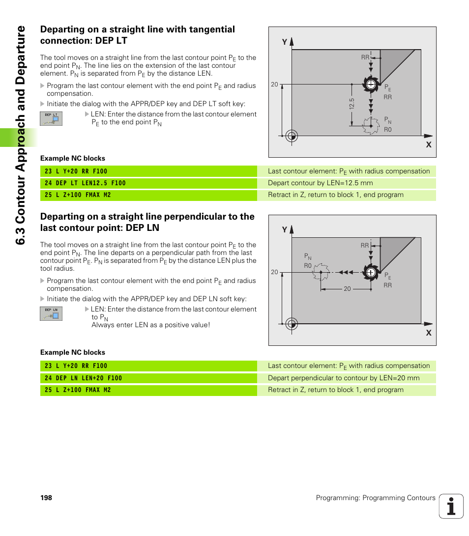 3 cont our appr oac h and depar tur e | HEIDENHAIN iTNC 530 (340 49x-05) User Manual | Page 198 / 669