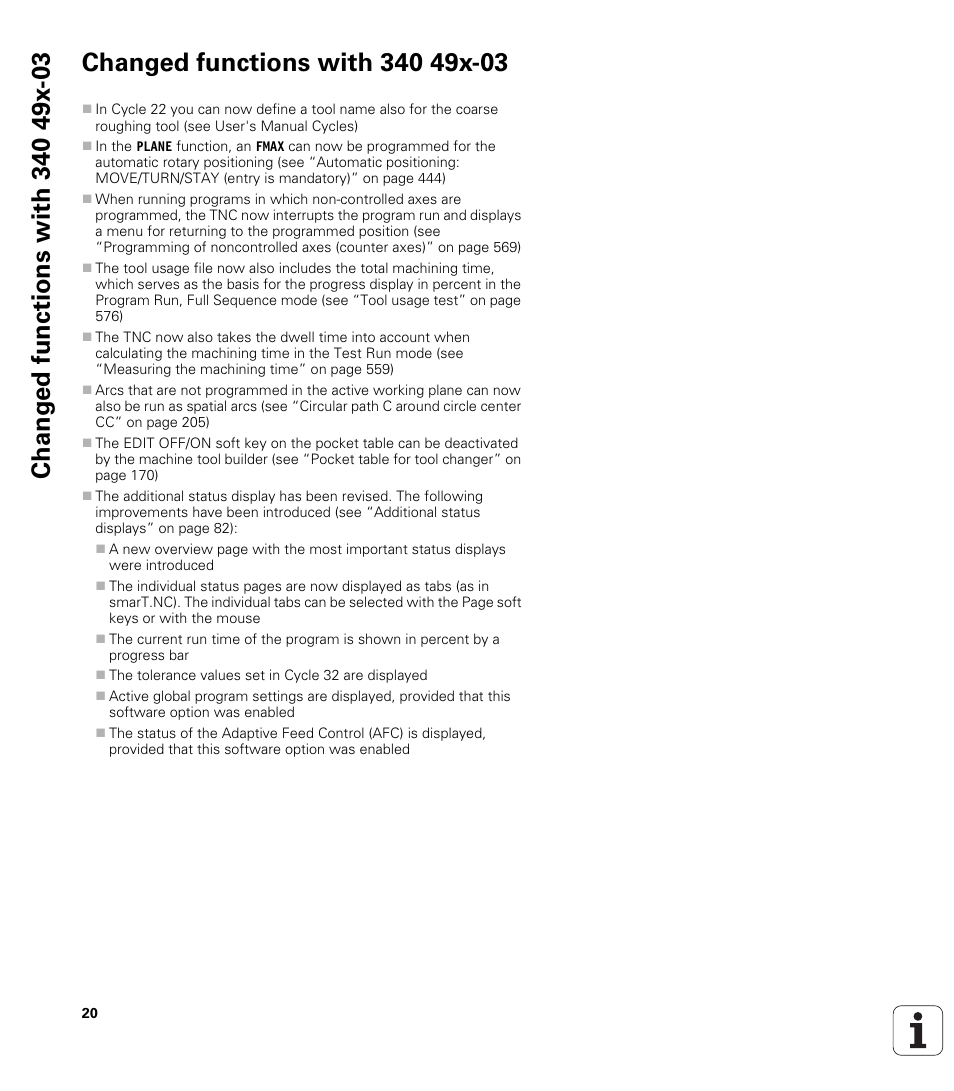 Changed functions with 340 49x-03 | HEIDENHAIN iTNC 530 (340 49x-05) User Manual | Page 20 / 669