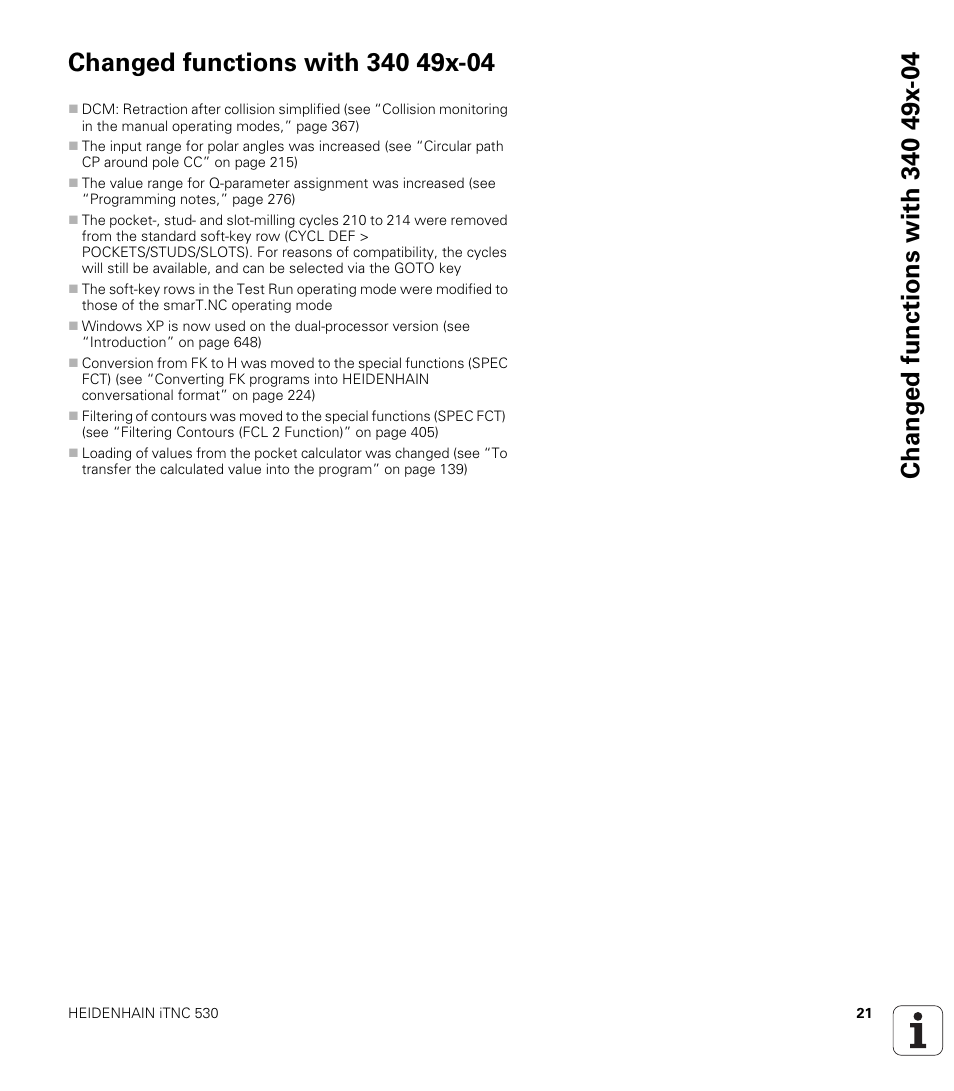 Changed functions with 340 49x-04 | HEIDENHAIN iTNC 530 (340 49x-05) User Manual | Page 21 / 669