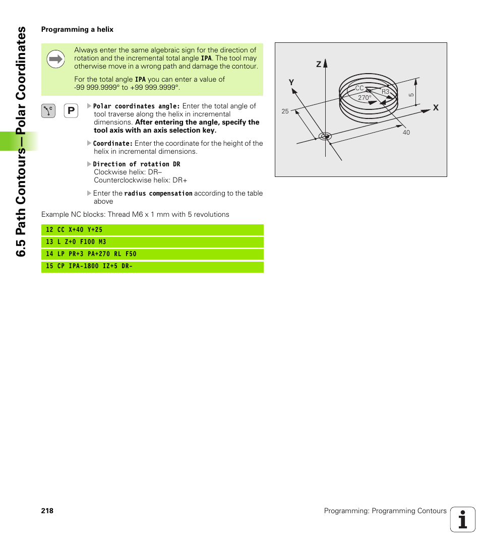 5 p a th cont ours—p o lar coor dinat e s | HEIDENHAIN iTNC 530 (340 49x-05) User Manual | Page 218 / 669