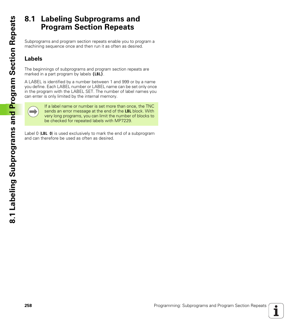 1 labeling subprograms and program section repeats, Labels | HEIDENHAIN iTNC 530 (340 49x-05) User Manual | Page 258 / 669