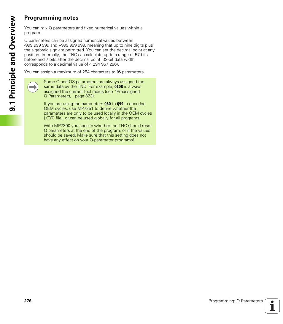Programming notes, 1 pr inciple and ov erview | HEIDENHAIN iTNC 530 (340 49x-05) User Manual | Page 276 / 669