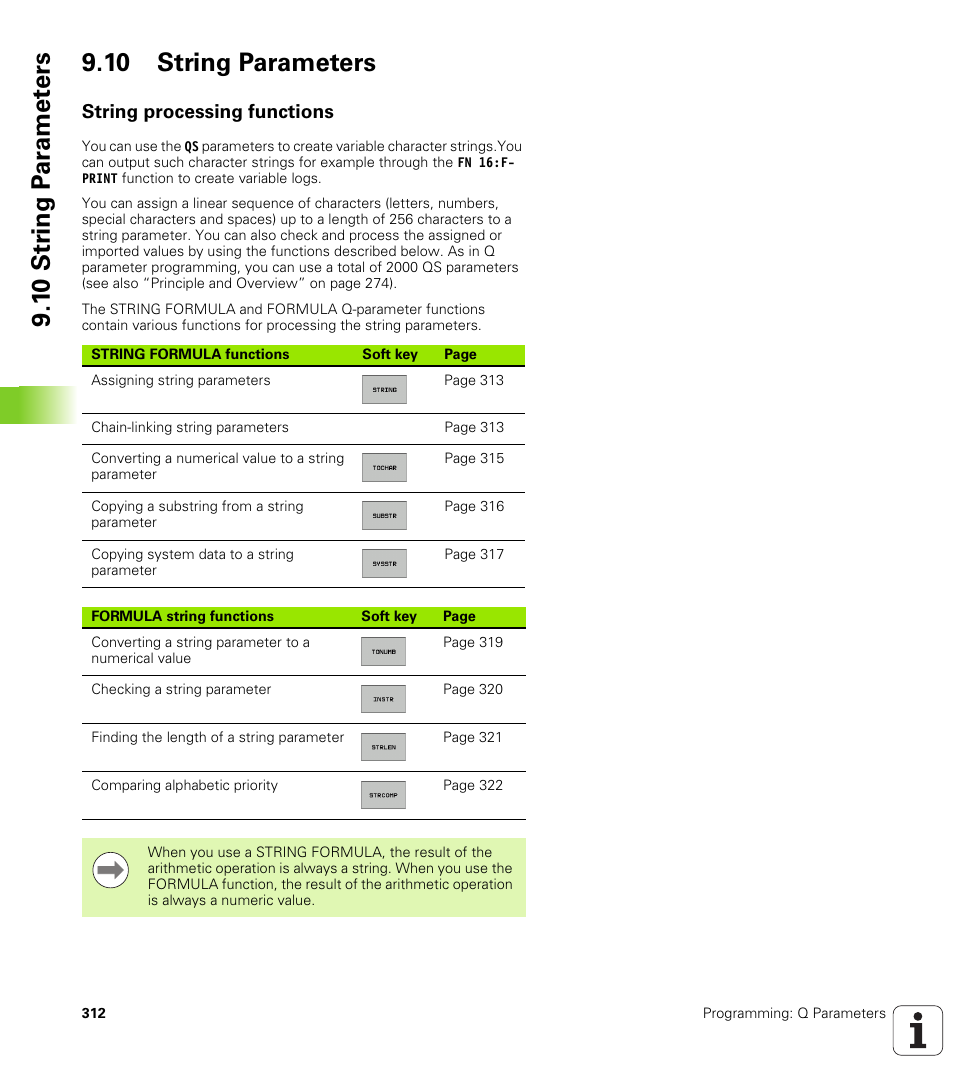 10 string parameters, String processing functions | HEIDENHAIN iTNC 530 (340 49x-05) User Manual | Page 312 / 669