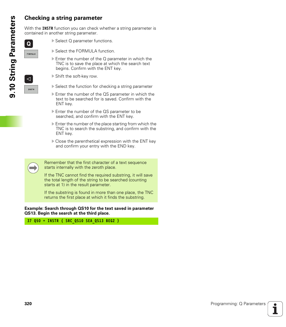 Checking a string parameter, 1 0 str ing p a ra met e rs | HEIDENHAIN iTNC 530 (340 49x-05) User Manual | Page 320 / 669