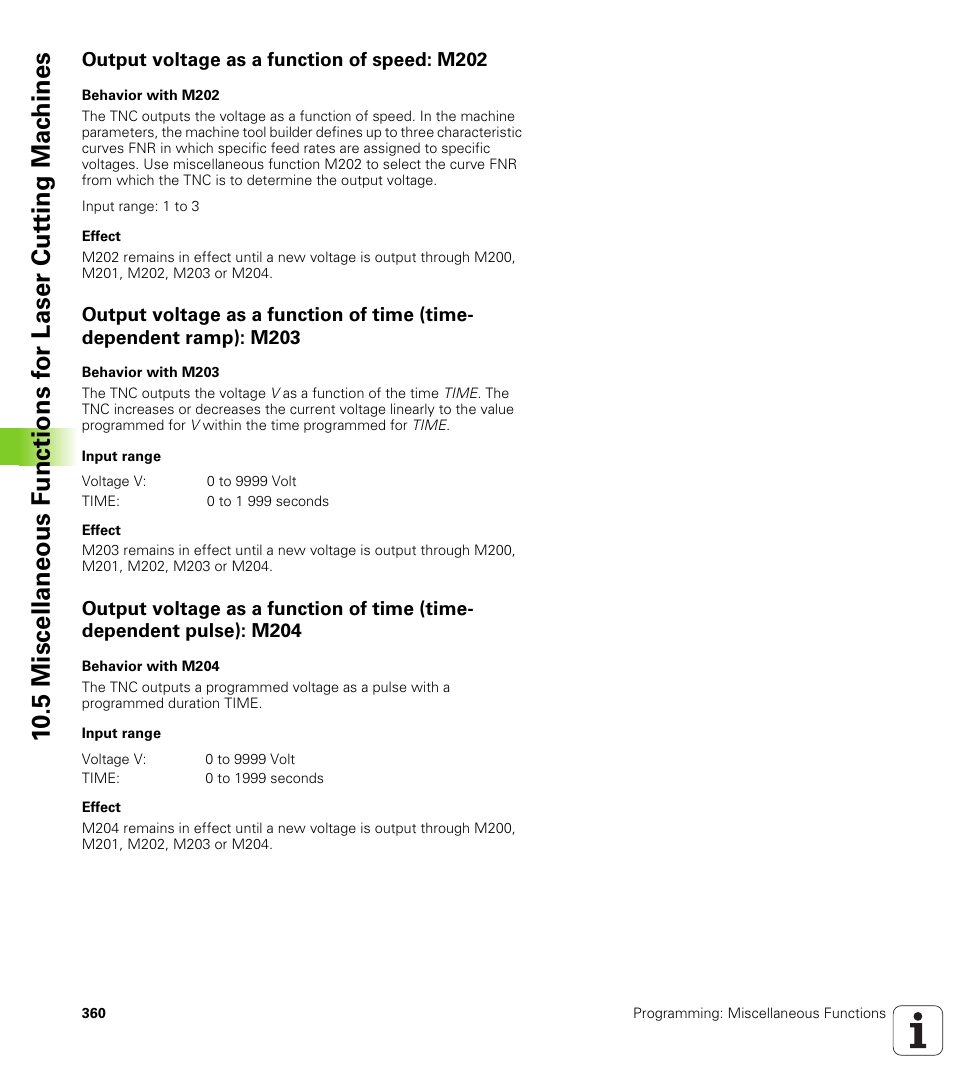 Output voltage as a function of speed: m202 | HEIDENHAIN iTNC 530 (340 49x-05) User Manual | Page 360 / 669