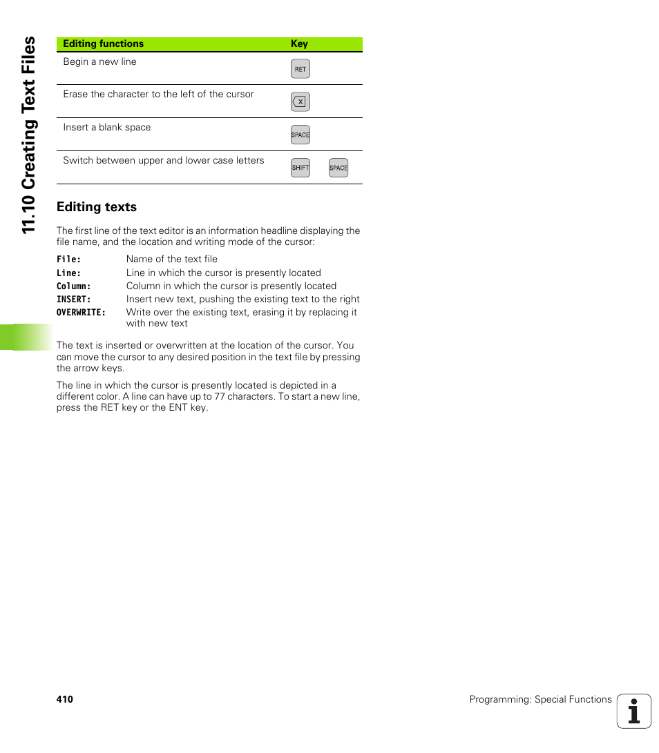 Editing texts, 1 0 cr eating t ext files | HEIDENHAIN iTNC 530 (340 49x-05) User Manual | Page 410 / 669