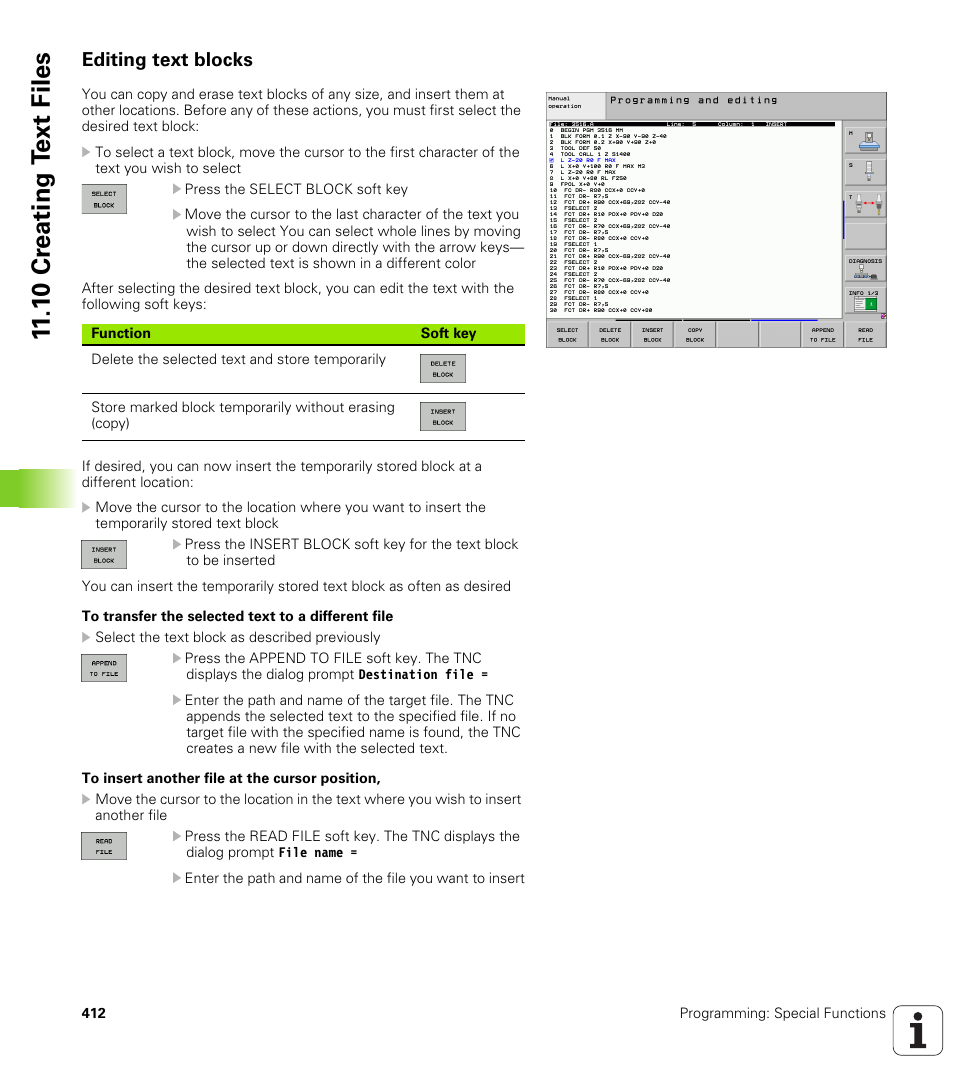 Editing text blocks, 1 0 cr eating t ext files | HEIDENHAIN iTNC 530 (340 49x-05) User Manual | Page 412 / 669