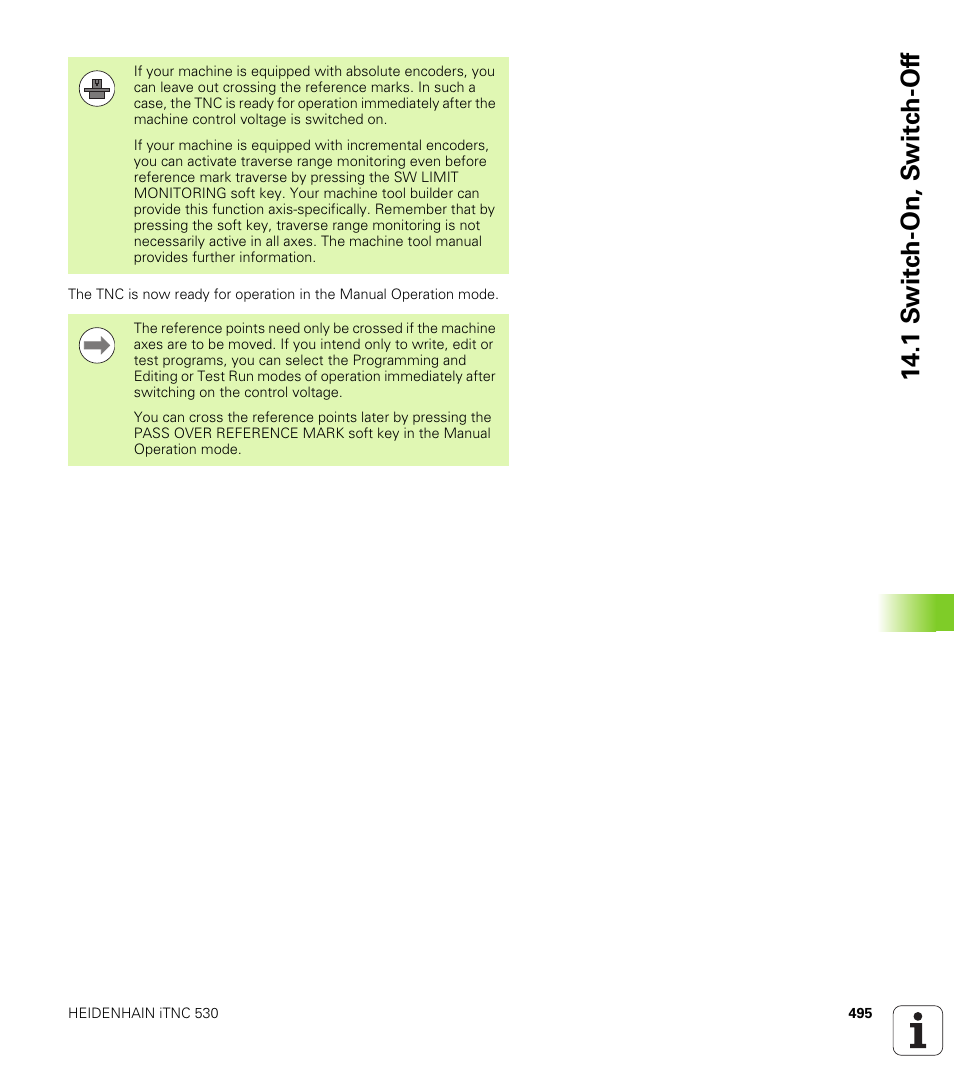 1 s w itc h -on, s w itc h -of f | HEIDENHAIN iTNC 530 (340 49x-05) User Manual | Page 495 / 669