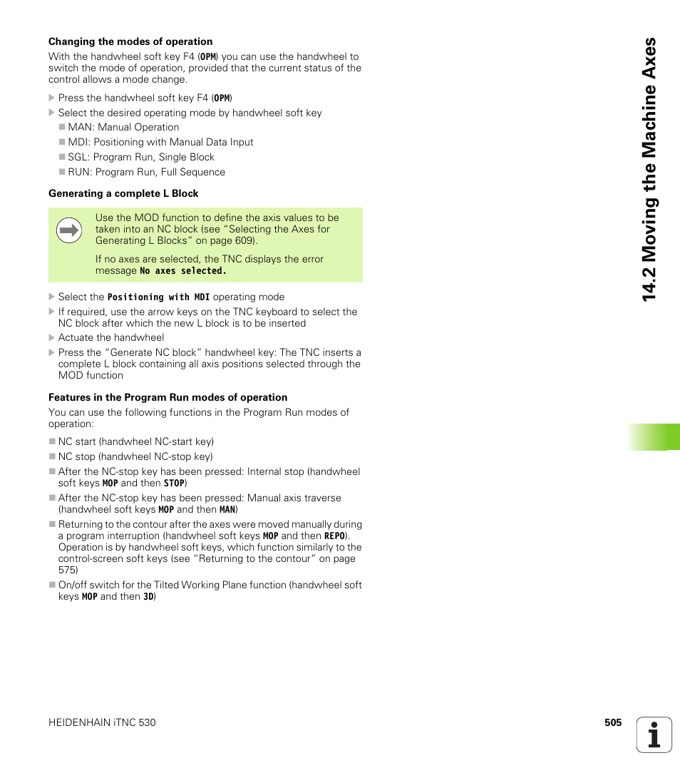 2 mo ving the mac h ine ax es | HEIDENHAIN iTNC 530 (340 49x-05) User Manual | Page 505 / 669