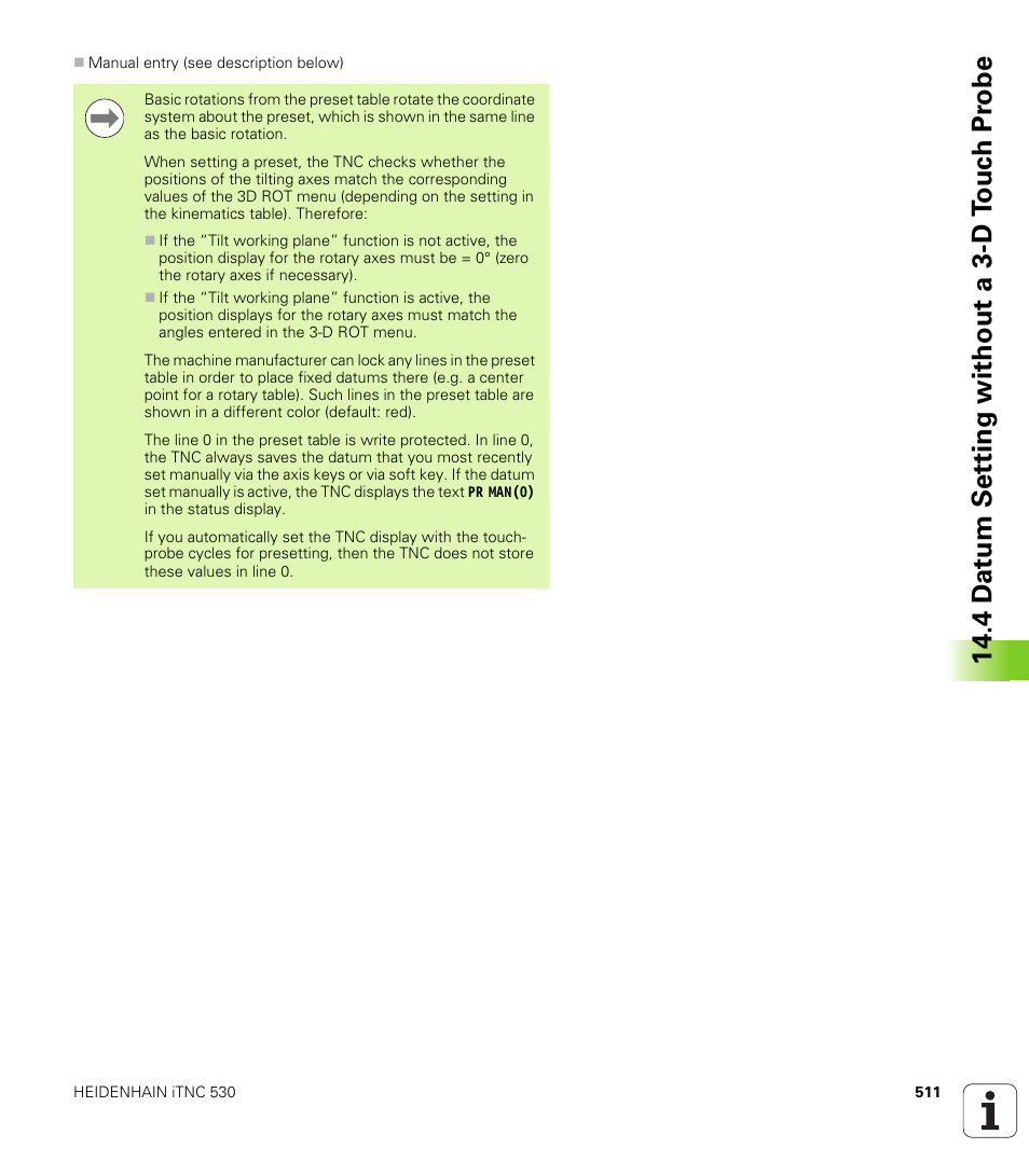 4 d a tu m set ting without a 3-d t o uc h pr obe | HEIDENHAIN iTNC 530 (340 49x-05) User Manual | Page 511 / 669