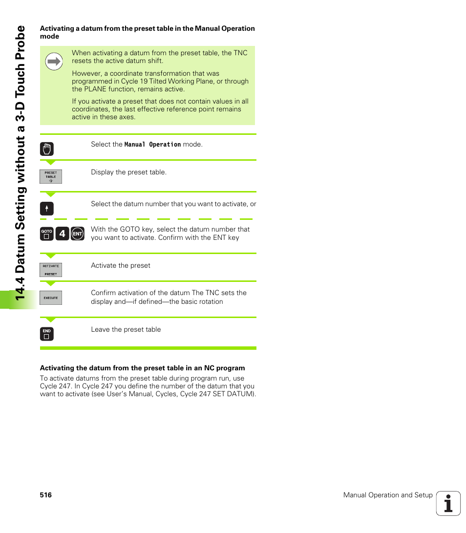 4 d a tu m set ting without a 3-d t o uc h pr obe | HEIDENHAIN iTNC 530 (340 49x-05) User Manual | Page 516 / 669