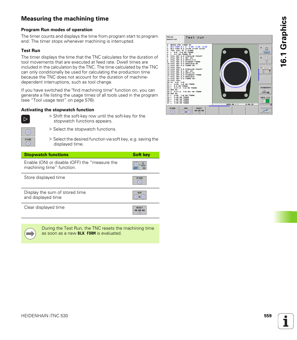 Measuring the machining time, 1 gr aphics | HEIDENHAIN iTNC 530 (340 49x-05) User Manual | Page 559 / 669