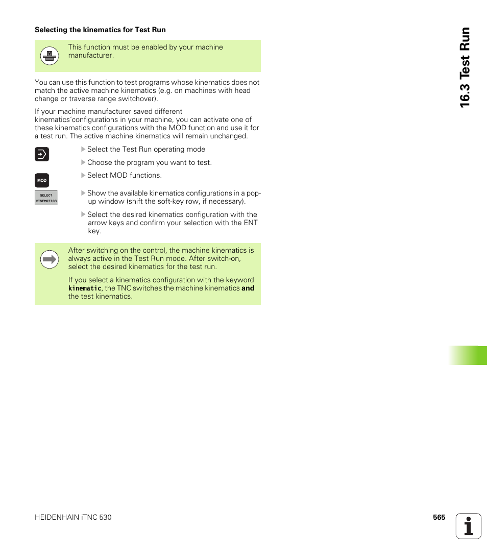 3 t e st run | HEIDENHAIN iTNC 530 (340 49x-05) User Manual | Page 565 / 669