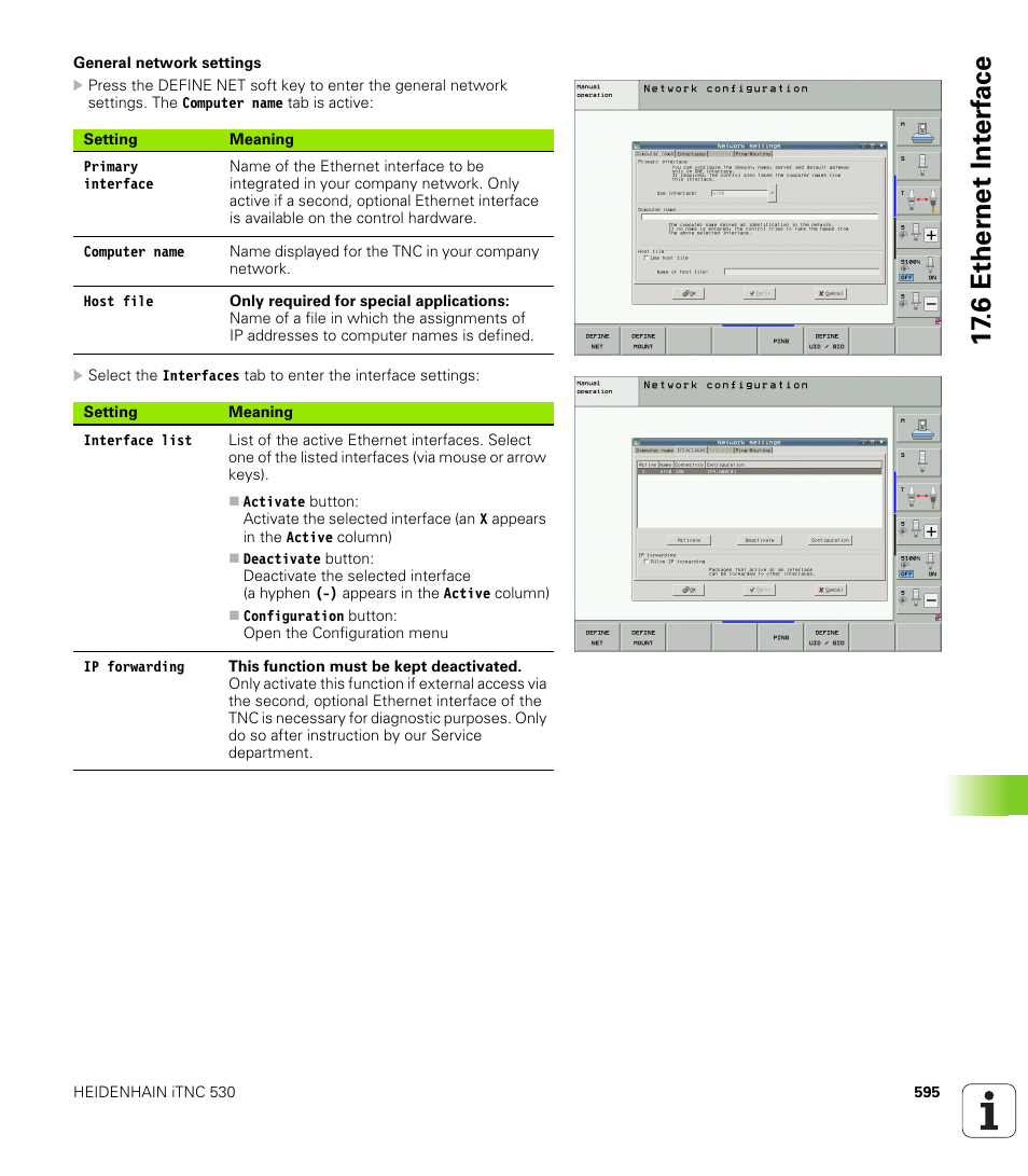 6 ether n et int e rf ace | HEIDENHAIN iTNC 530 (340 49x-05) User Manual | Page 595 / 669