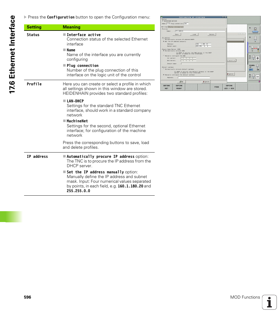 6 ether n et int e rf ace | HEIDENHAIN iTNC 530 (340 49x-05) User Manual | Page 596 / 669