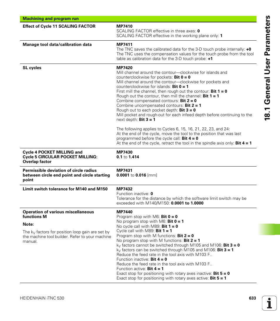 18 .1 gener a l user p a ra met e rs | HEIDENHAIN iTNC 530 (340 49x-05) User Manual | Page 633 / 669