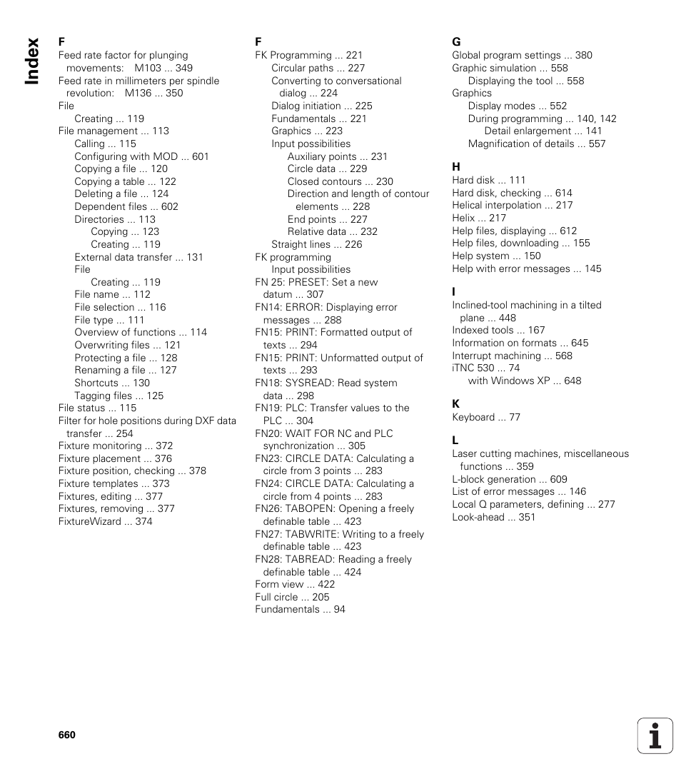 Index | HEIDENHAIN iTNC 530 (340 49x-05) User Manual | Page 660 / 669