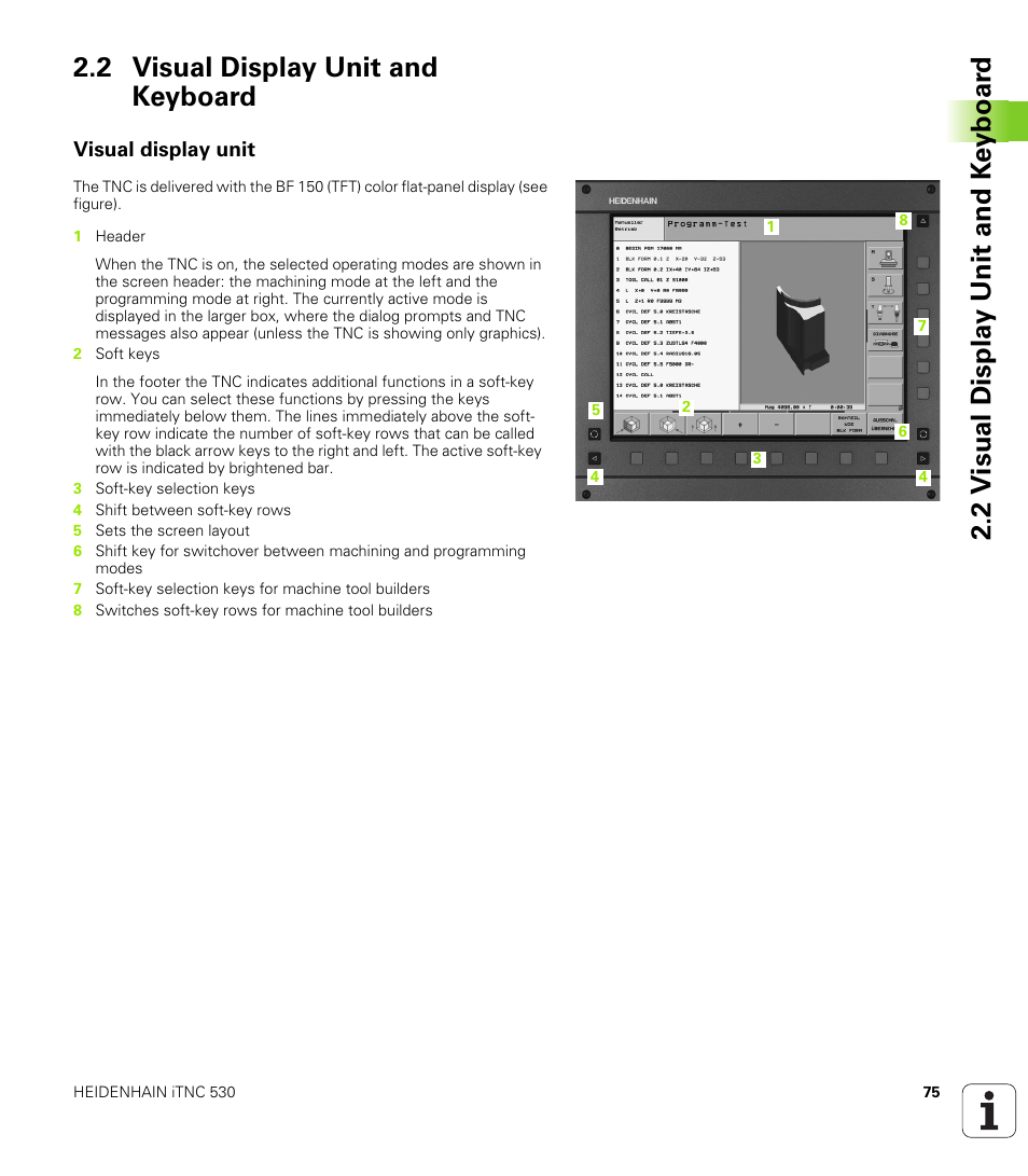 2 visual display unit and keyboard, Visual display unit | HEIDENHAIN iTNC 530 (340 49x-05) User Manual | Page 75 / 669