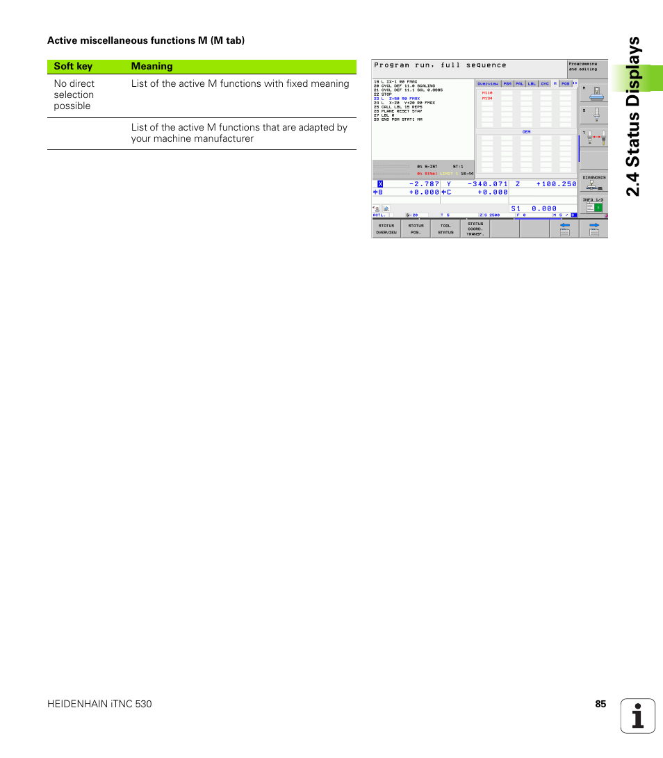 4 stat us displa ys | HEIDENHAIN iTNC 530 (340 49x-05) User Manual | Page 85 / 669