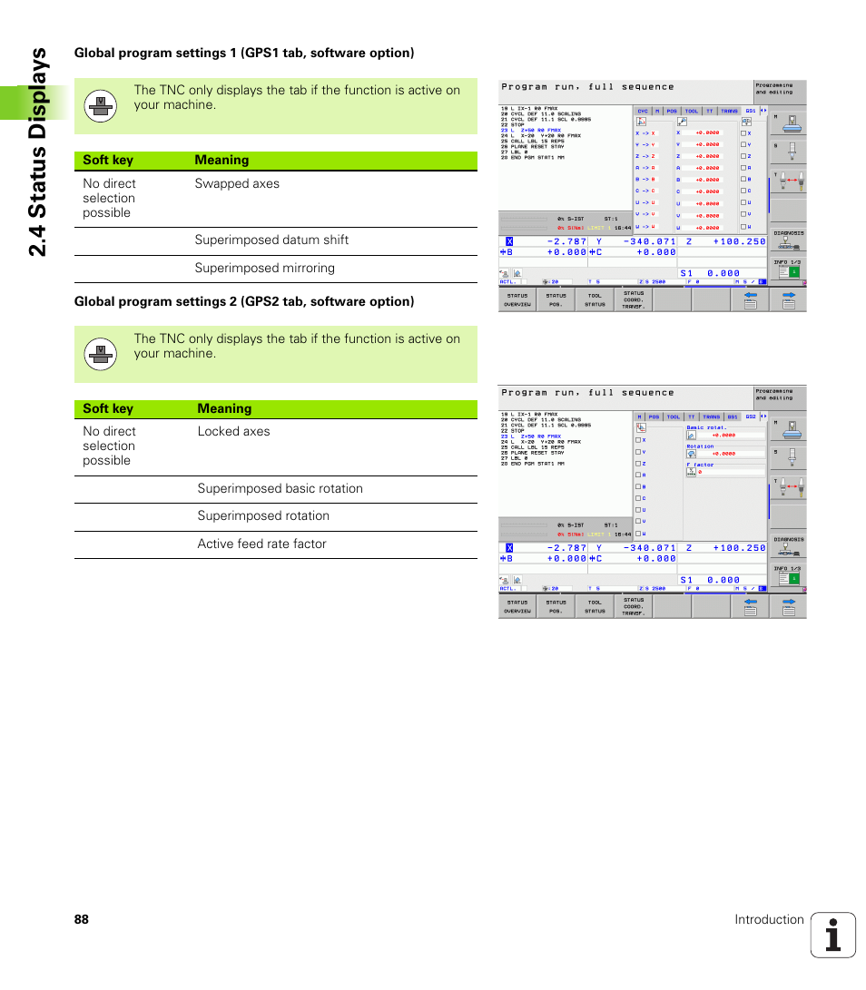 4 stat us displa ys | HEIDENHAIN iTNC 530 (340 49x-05) User Manual | Page 88 / 669