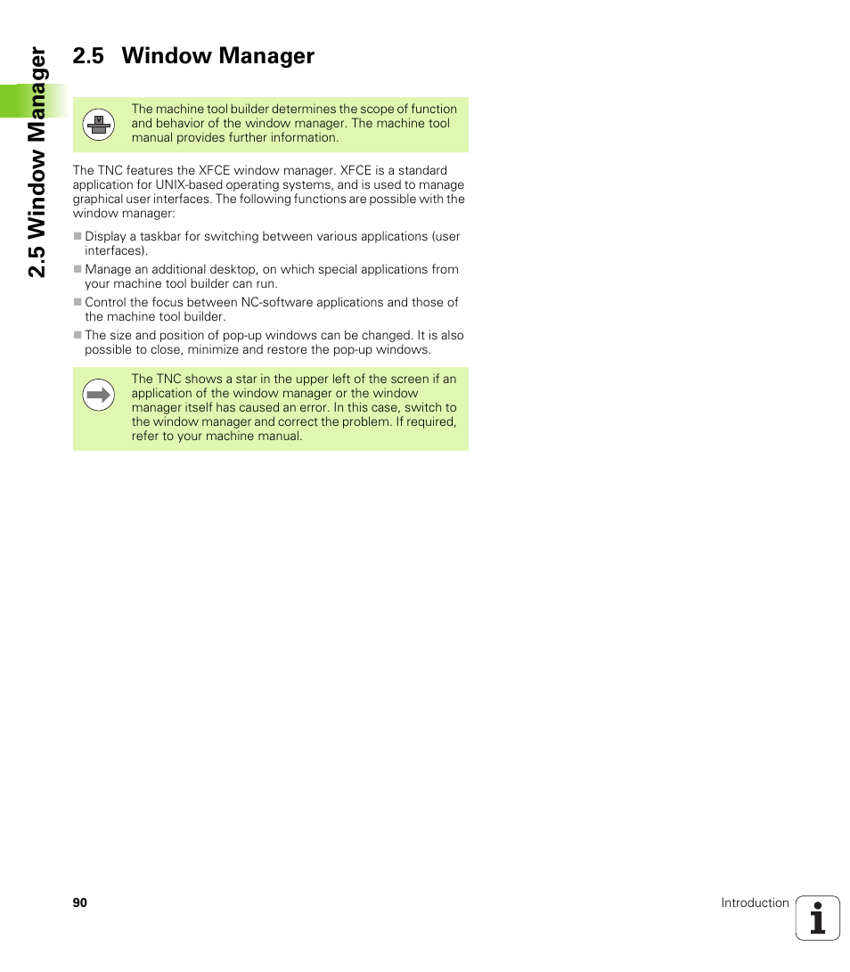 5 window manager, 5 windo w manag e r 2.5 window manager | HEIDENHAIN iTNC 530 (340 49x-05) User Manual | Page 90 / 669