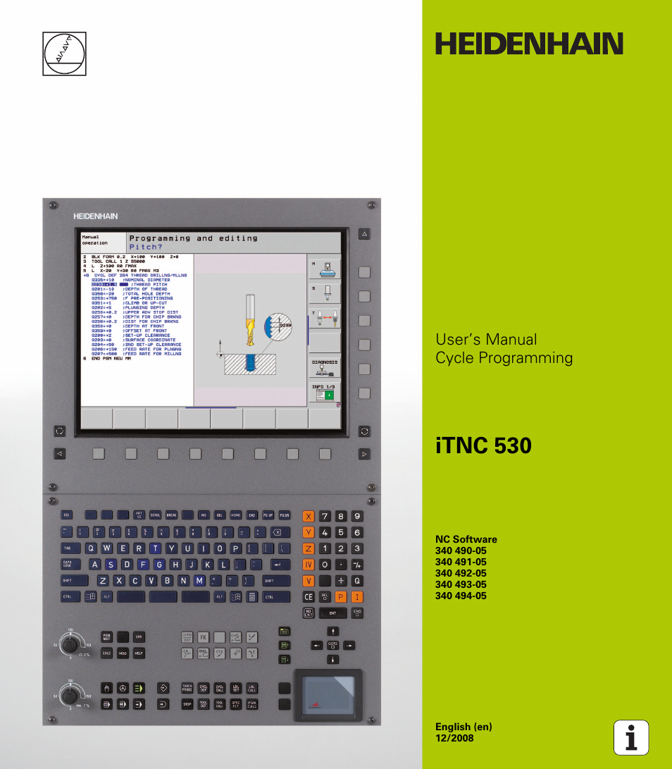 HEIDENHAIN iTNC 530 (340 49x-05) Cycle programming User Manual | 497 pages