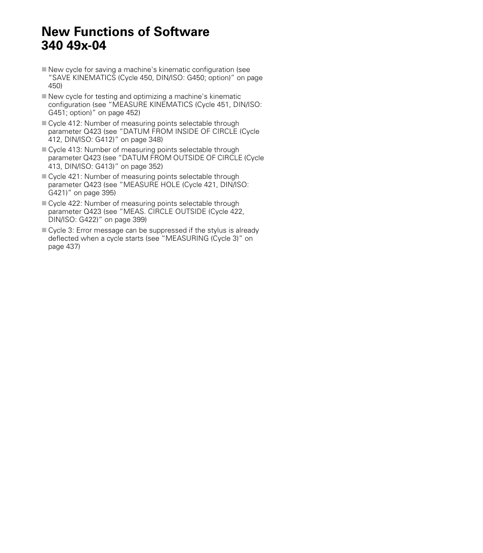 New functions of software 340 49x-04 | HEIDENHAIN iTNC 530 (340 49x-05) Cycle programming User Manual | Page 10 / 497