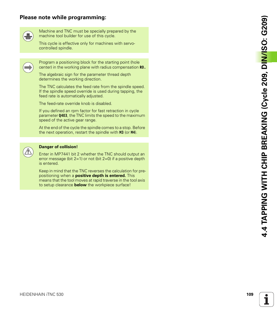 Please note while programming | HEIDENHAIN iTNC 530 (340 49x-05) Cycle programming User Manual | Page 109 / 497