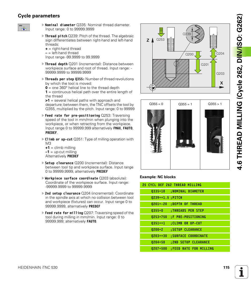 Cycle parameters | HEIDENHAIN iTNC 530 (340 49x-05) Cycle programming User Manual | Page 115 / 497