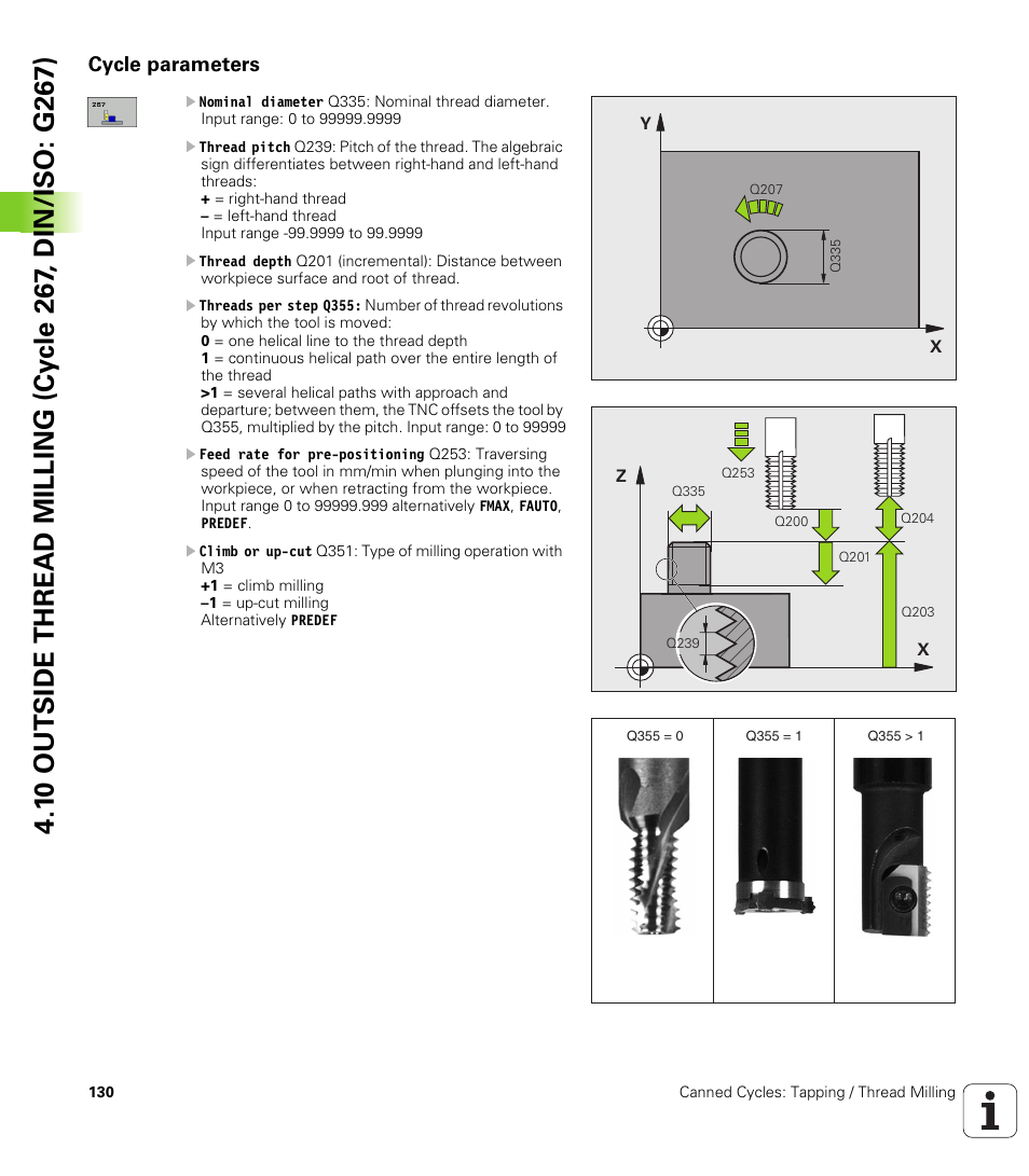 Cycle parameters | HEIDENHAIN iTNC 530 (340 49x-05) Cycle programming User Manual | Page 130 / 497