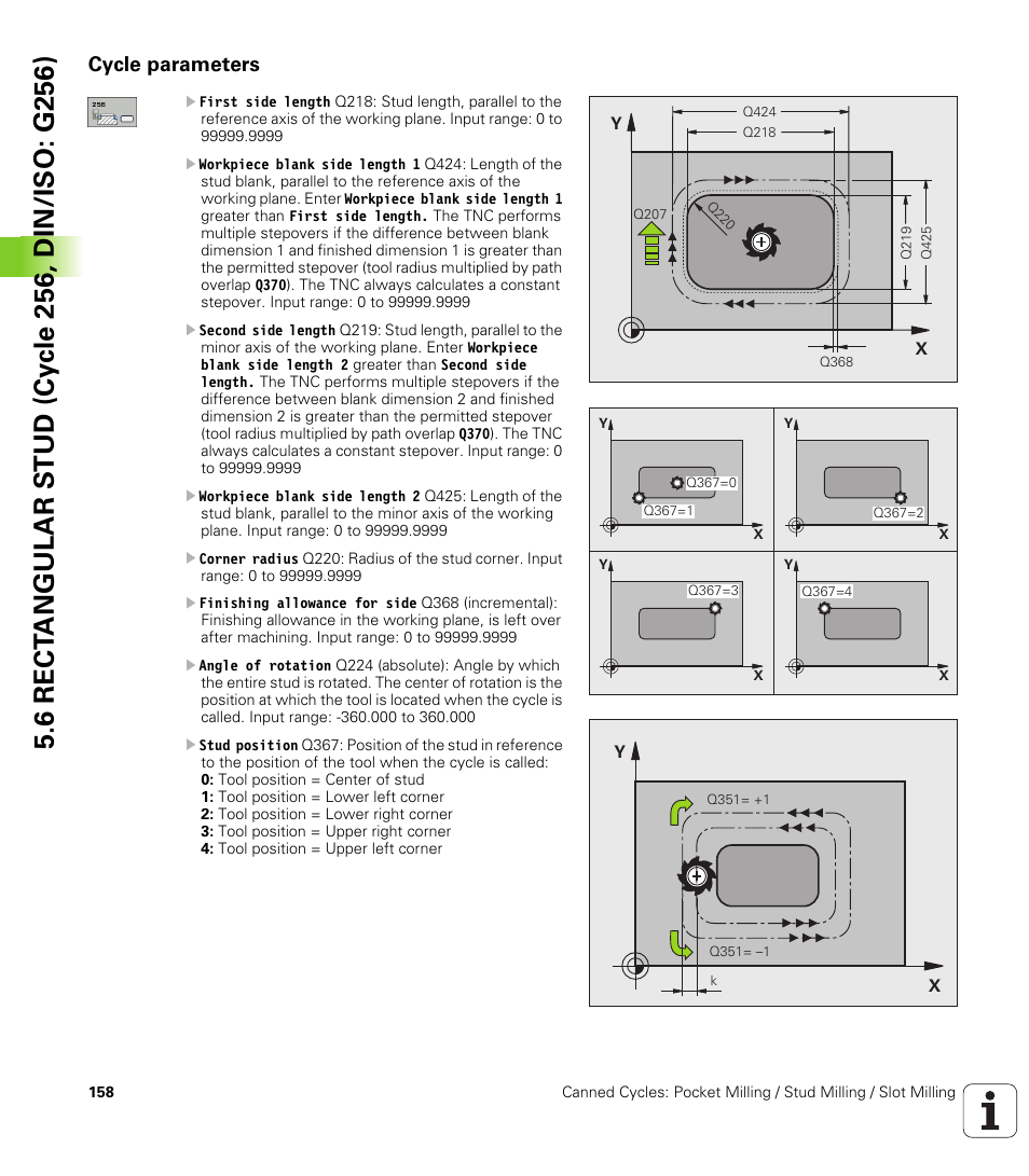 Cycle parameters | HEIDENHAIN iTNC 530 (340 49x-05) Cycle programming User Manual | Page 158 / 497