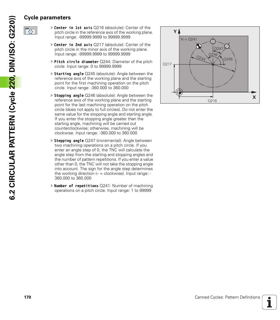 Cycle parameters | HEIDENHAIN iTNC 530 (340 49x-05) Cycle programming User Manual | Page 170 / 497