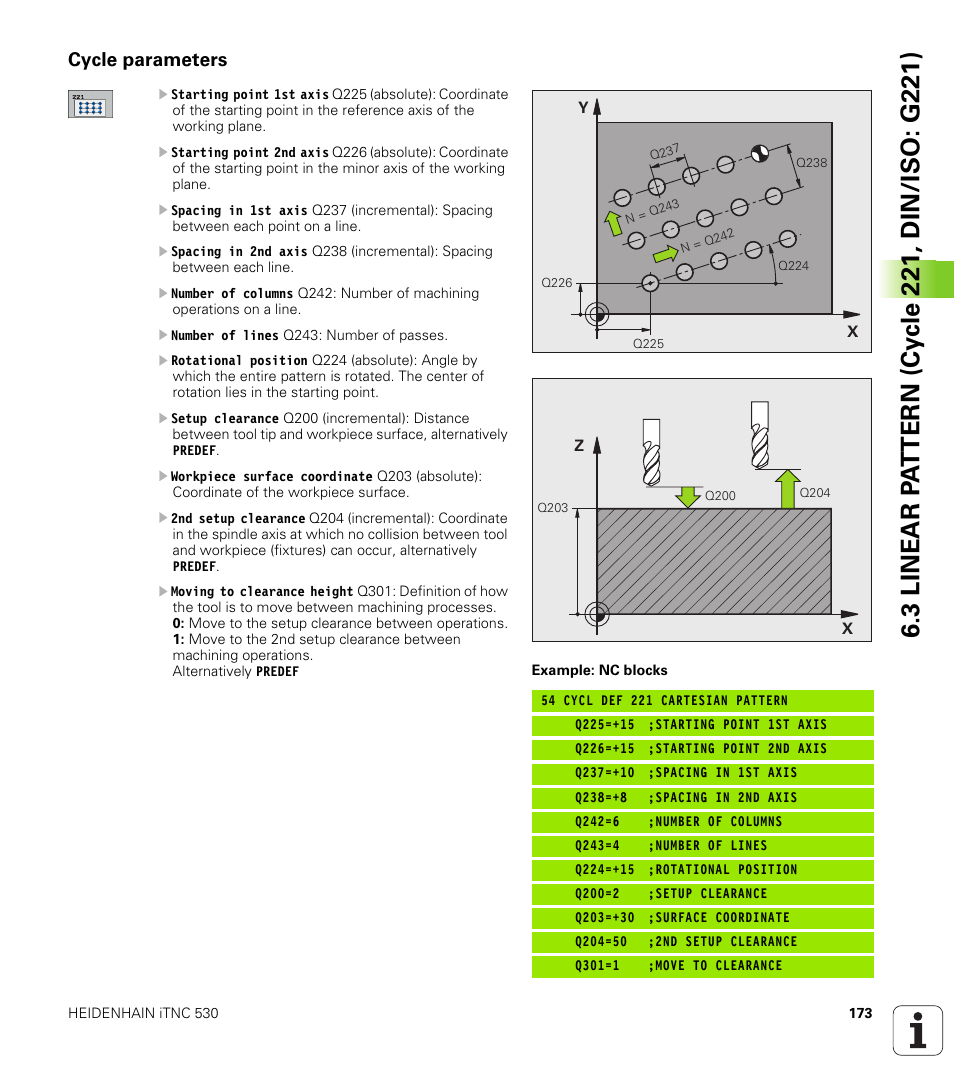 Cycle parameters | HEIDENHAIN iTNC 530 (340 49x-05) Cycle programming User Manual | Page 173 / 497