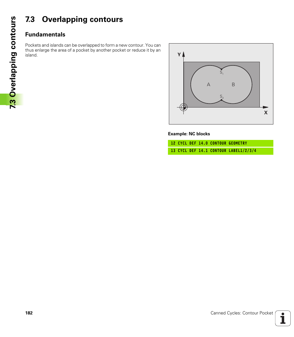 3 overlapping contours, Fundamentals, 3 ov er lapping cont ours 7.3 overlapping contours | HEIDENHAIN iTNC 530 (340 49x-05) Cycle programming User Manual | Page 182 / 497