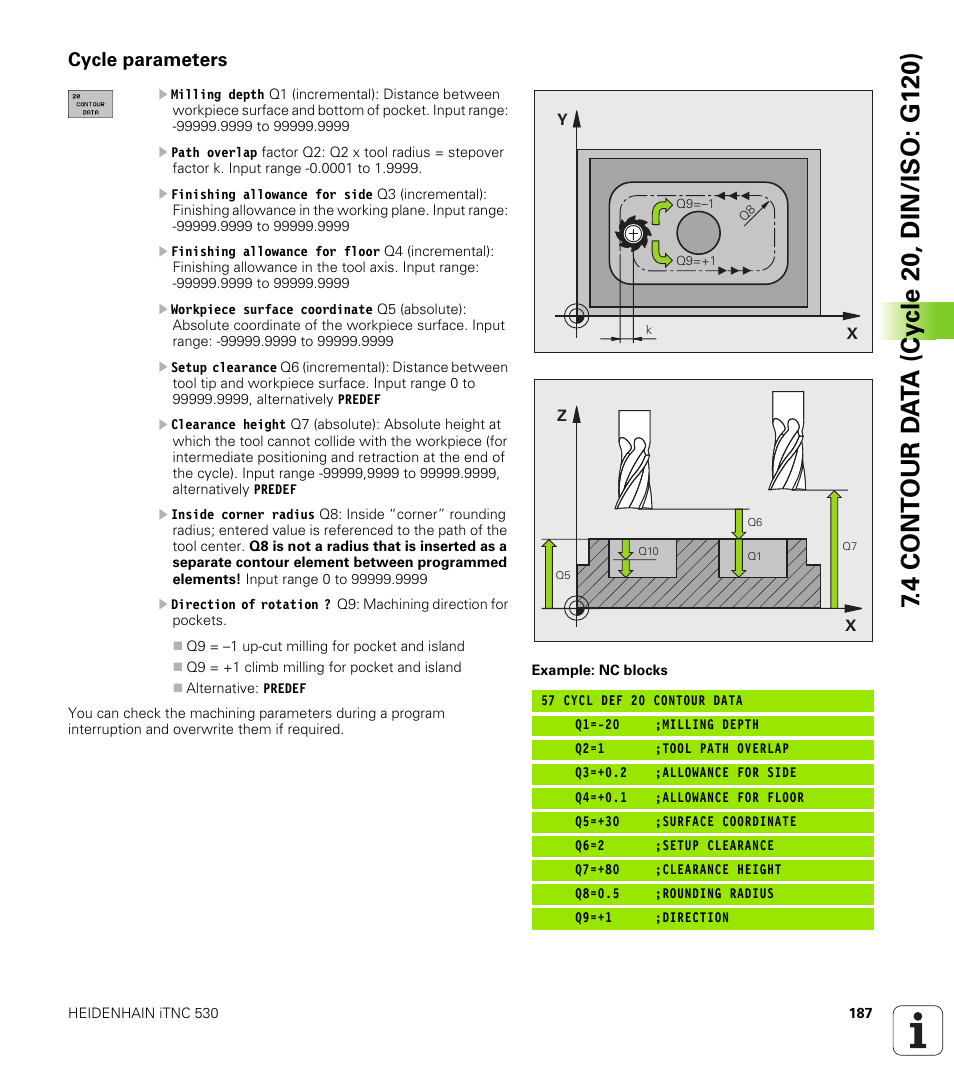 Cycle parameters | HEIDENHAIN iTNC 530 (340 49x-05) Cycle programming User Manual | Page 187 / 497
