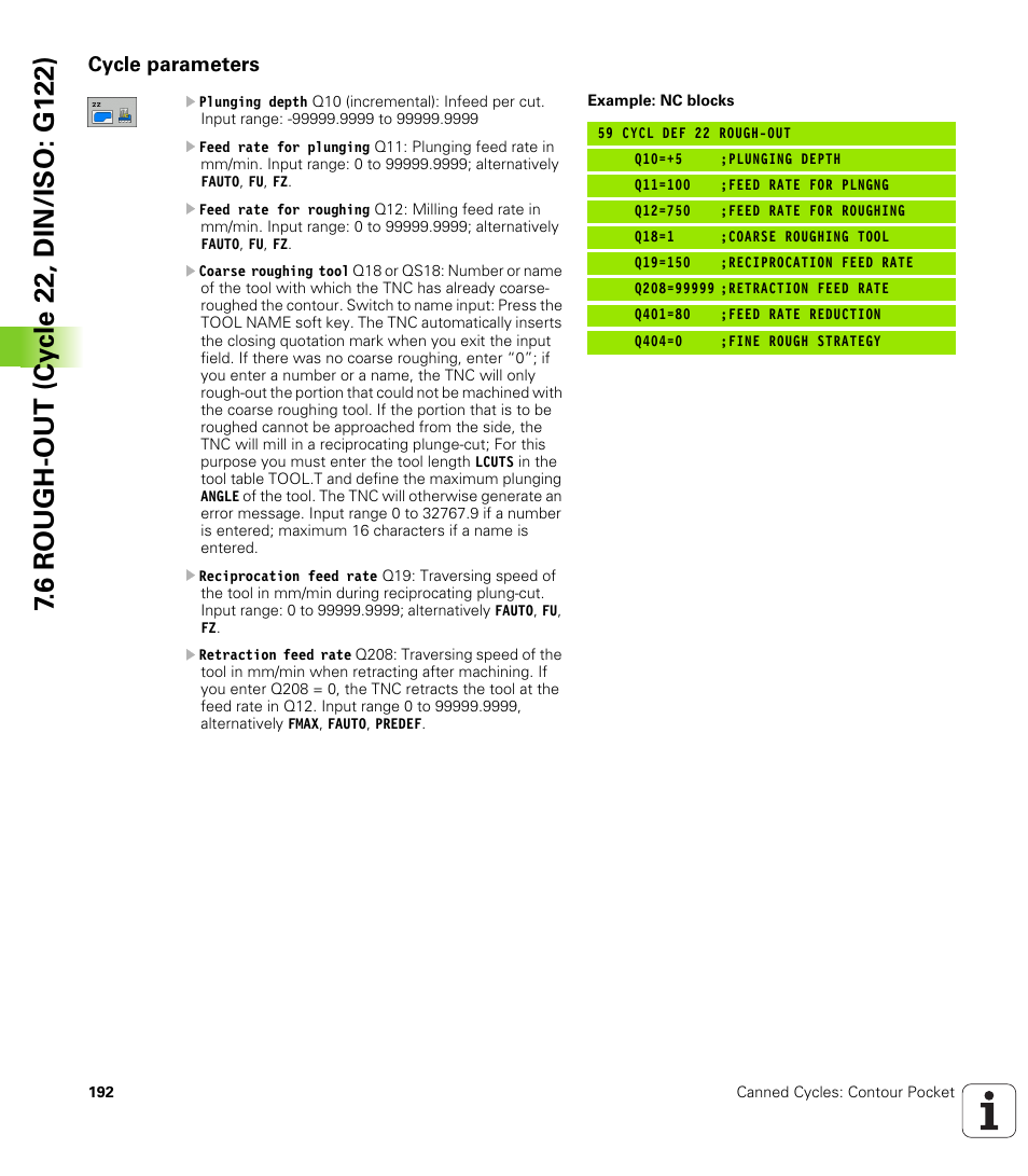 Cycle parameters | HEIDENHAIN iTNC 530 (340 49x-05) Cycle programming User Manual | Page 192 / 497