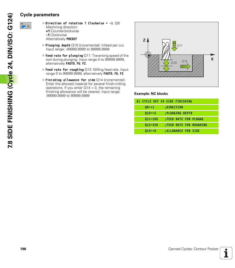Cycle parameters | HEIDENHAIN iTNC 530 (340 49x-05) Cycle programming User Manual | Page 196 / 497