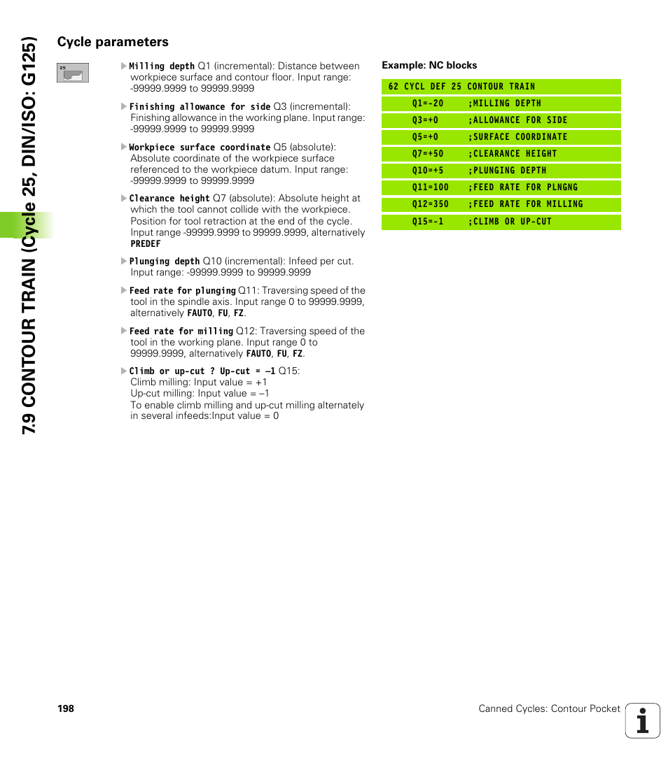 Cycle parameters | HEIDENHAIN iTNC 530 (340 49x-05) Cycle programming User Manual | Page 198 / 497
