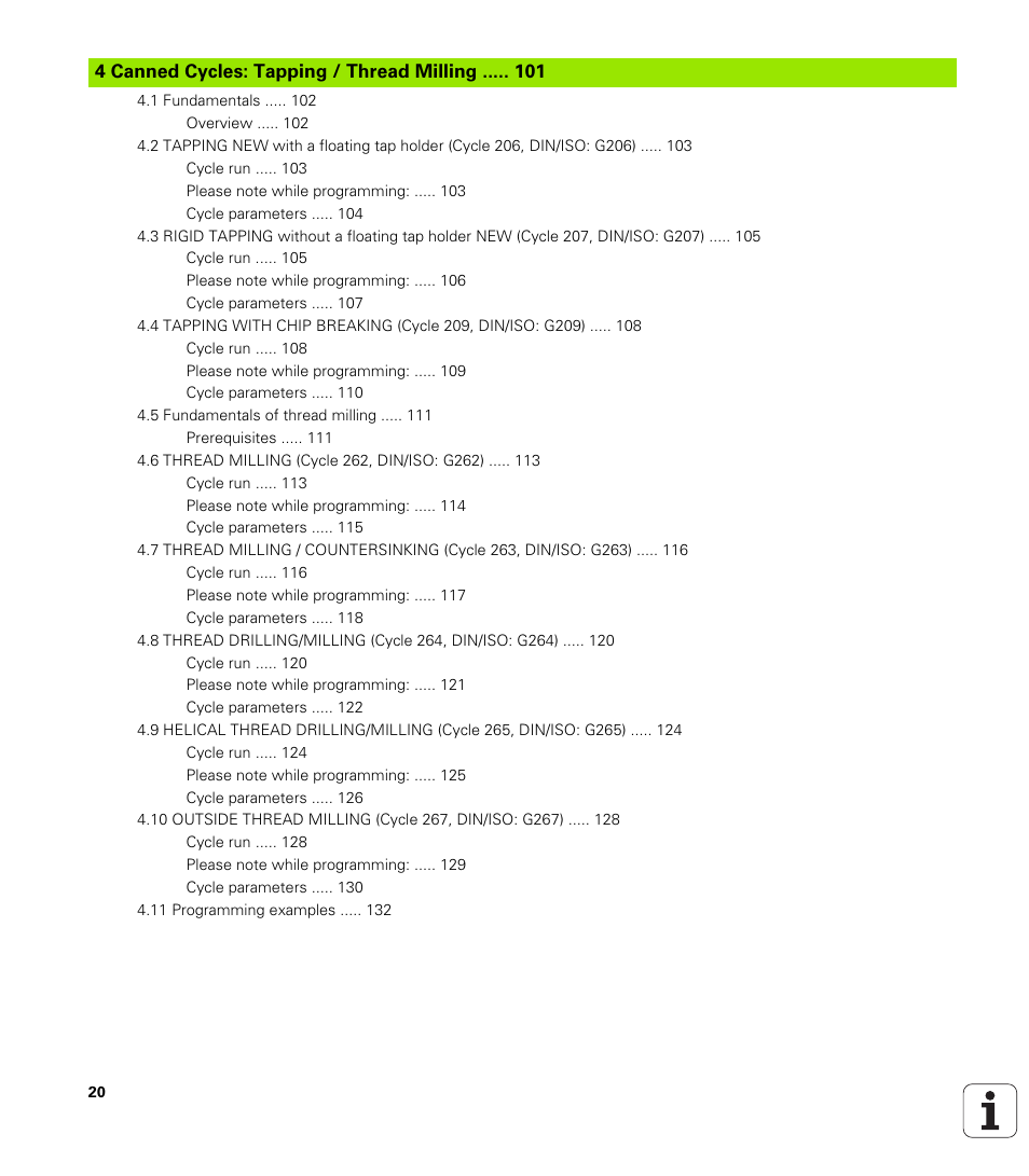 Canned cycles: tapping / thread milling | HEIDENHAIN iTNC 530 (340 49x-05) Cycle programming User Manual | Page 20 / 497