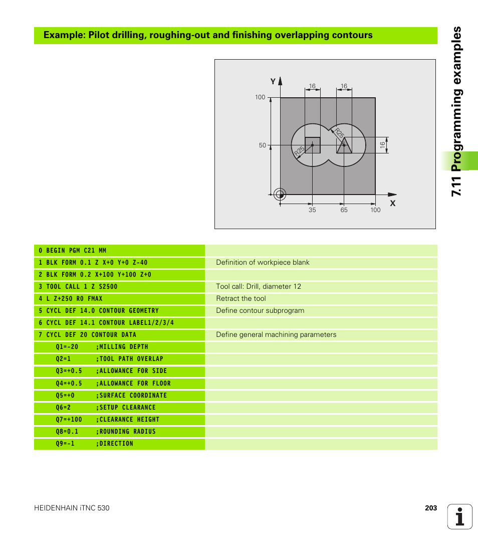 1 1 pr ogr amming examples | HEIDENHAIN iTNC 530 (340 49x-05) Cycle programming User Manual | Page 203 / 497