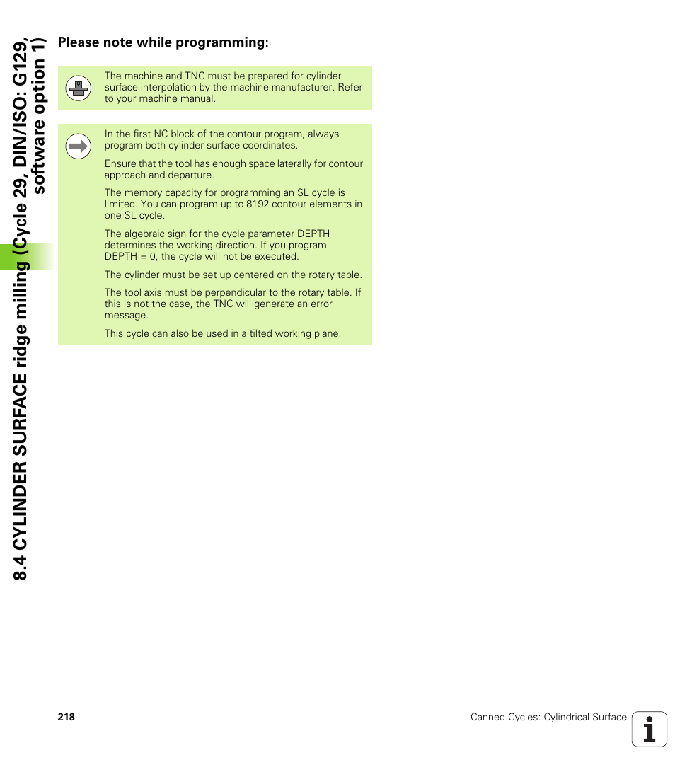 Please note while programming | HEIDENHAIN iTNC 530 (340 49x-05) Cycle programming User Manual | Page 218 / 497