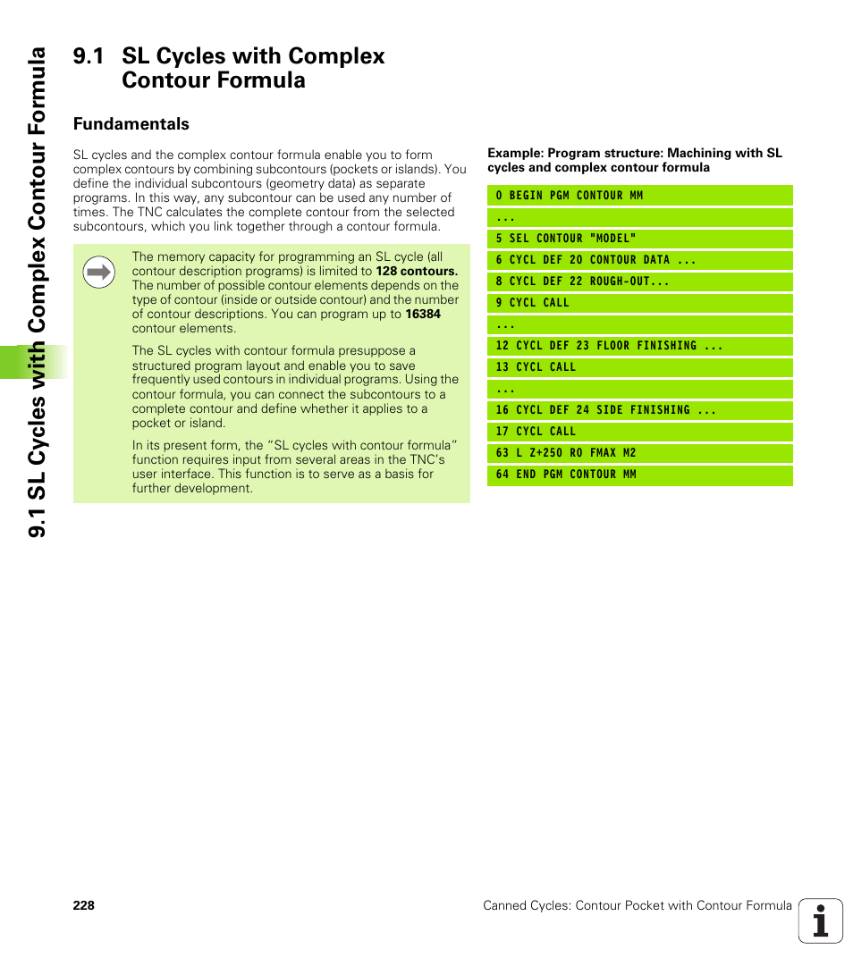 1 sl cycles with complex contour formula, Fundamentals | HEIDENHAIN iTNC 530 (340 49x-05) Cycle programming User Manual | Page 228 / 497