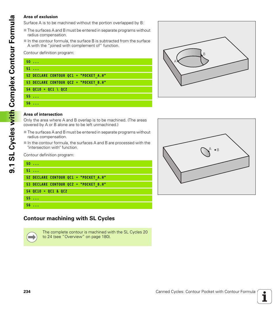 Contour machining with sl cycles, 1 sl cy cles with complex cont our f o rm ula | HEIDENHAIN iTNC 530 (340 49x-05) Cycle programming User Manual | Page 234 / 497