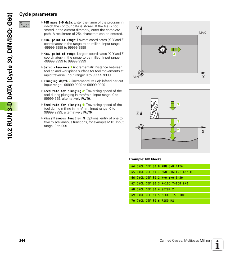 Cycle parameters | HEIDENHAIN iTNC 530 (340 49x-05) Cycle programming User Manual | Page 244 / 497