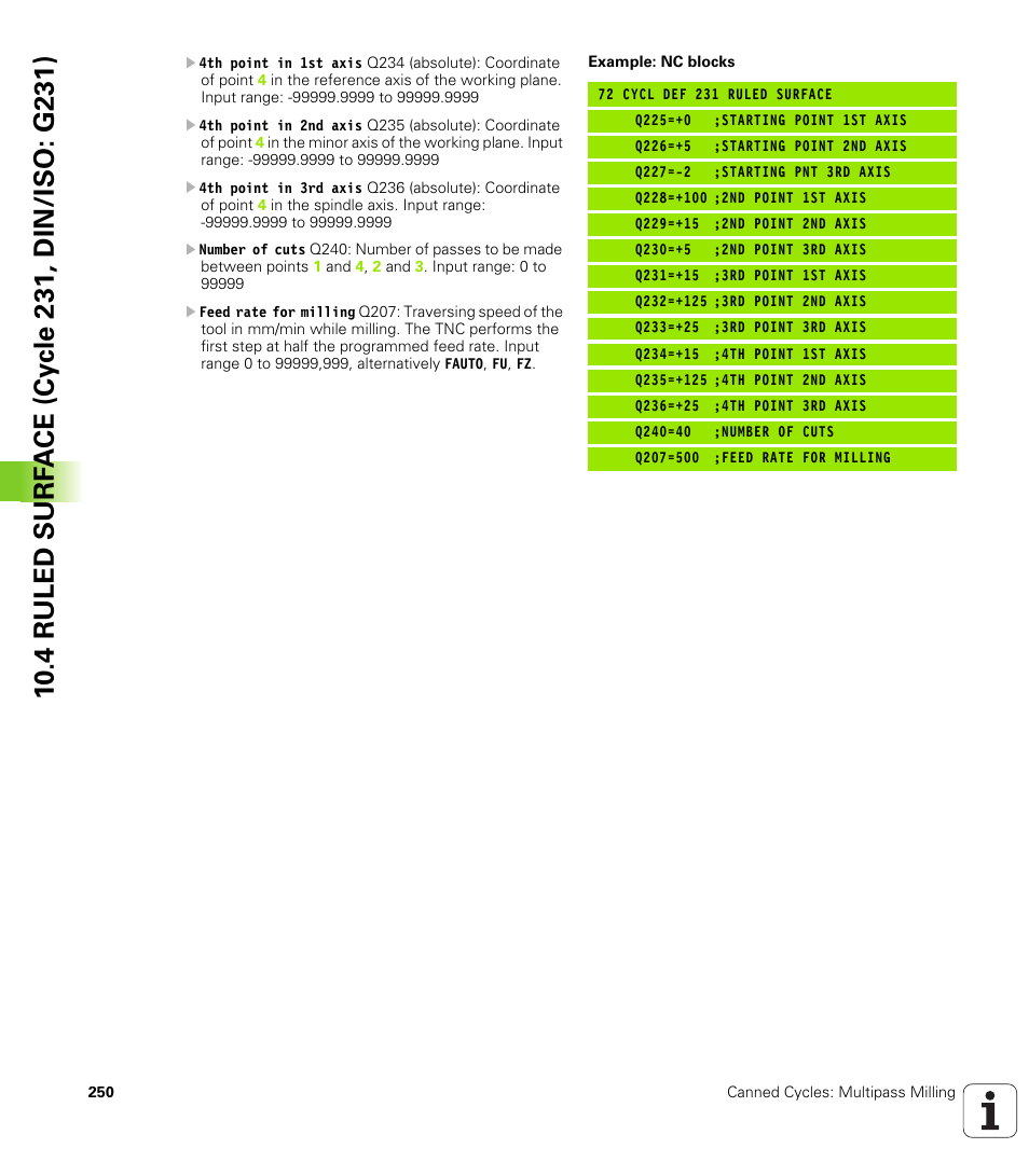 HEIDENHAIN iTNC 530 (340 49x-05) Cycle programming User Manual | Page 250 / 497