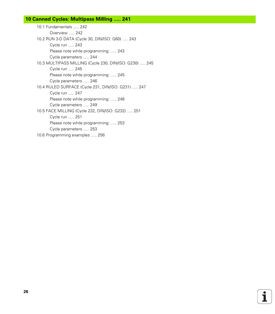 Canned cycles: multipass milling | HEIDENHAIN iTNC 530 (340 49x-05) Cycle programming User Manual | Page 26 / 497