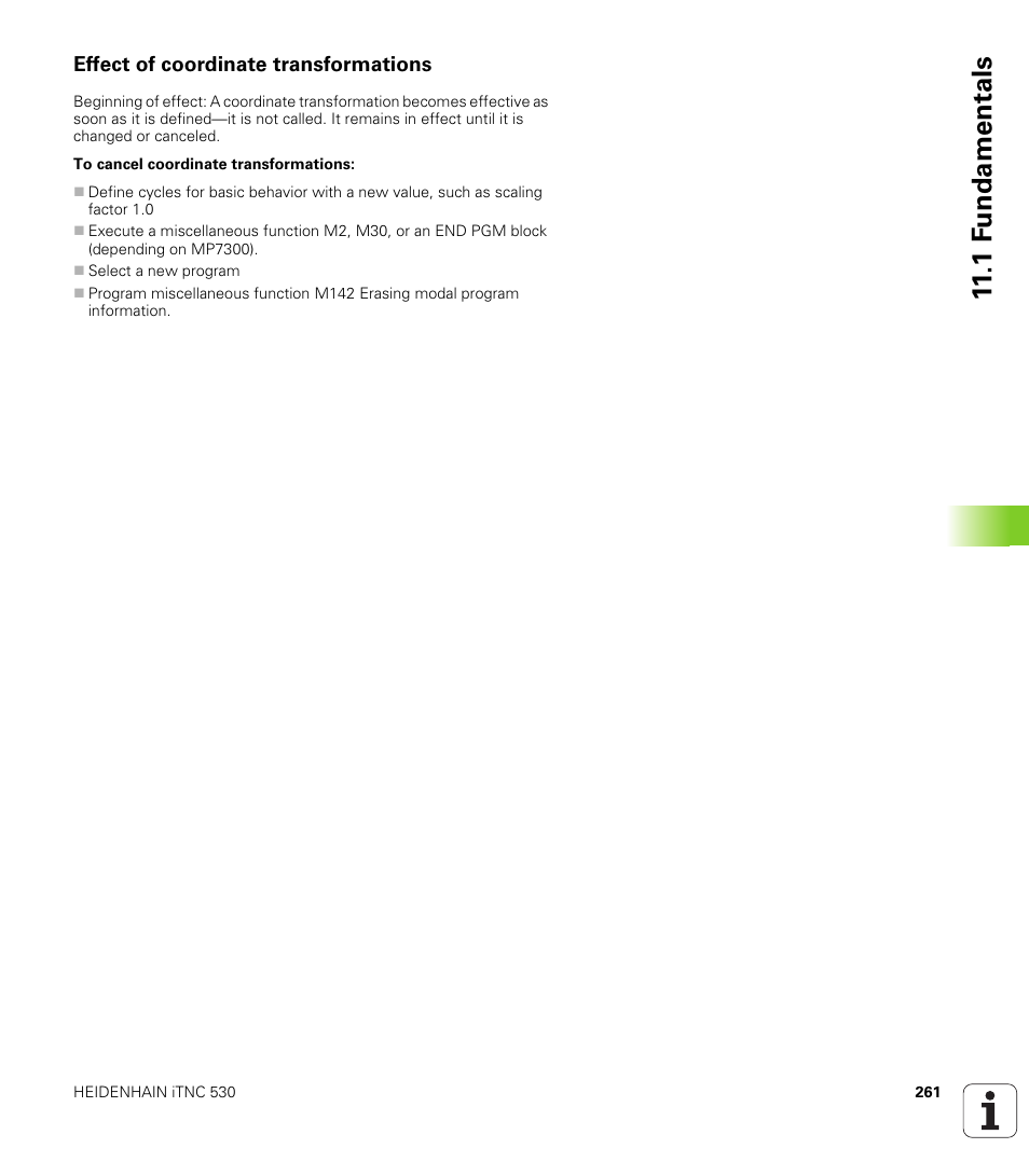 Effect of coordinate transformations, 1 f undamentals | HEIDENHAIN iTNC 530 (340 49x-05) Cycle programming User Manual | Page 261 / 497