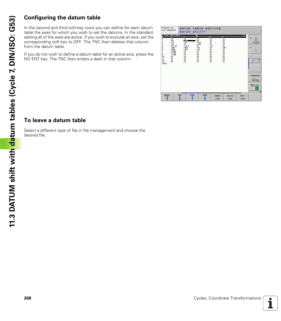Configuring the datum table, To leave a datum table | HEIDENHAIN iTNC 530 (340 49x-05) Cycle programming User Manual | Page 268 / 497